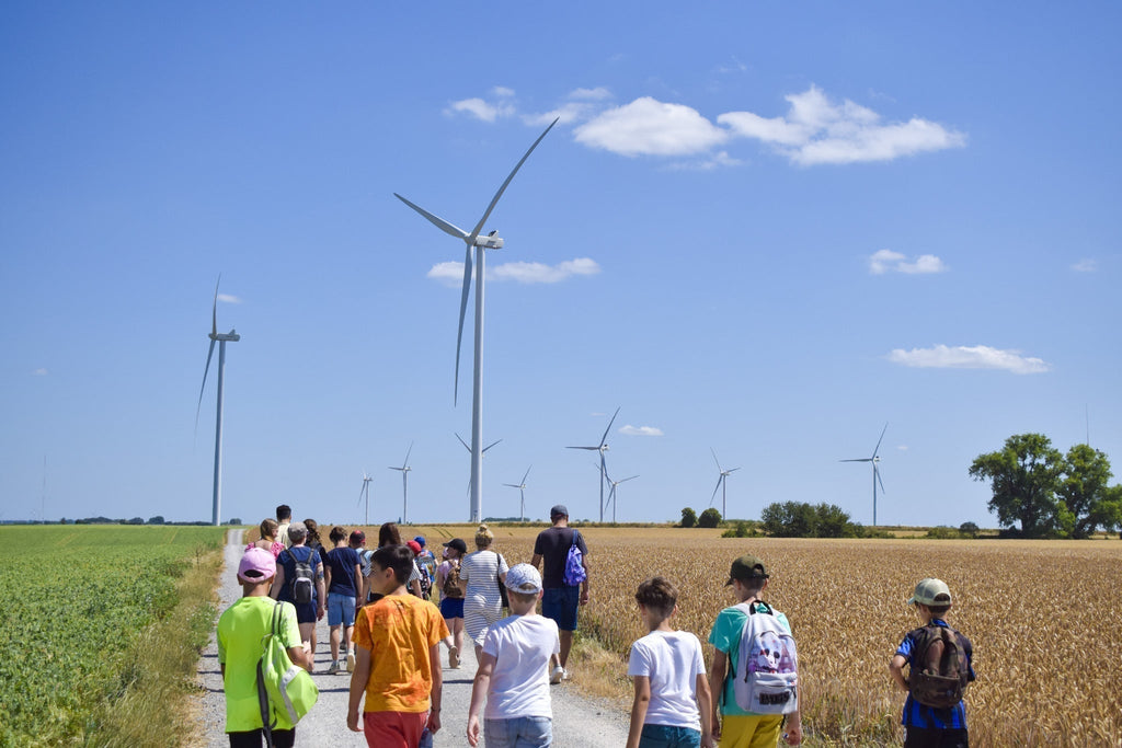 Signalétique pédagogique, parcours pédagogique, électricité, énergie verte, panneau, ludique, parc éolien
