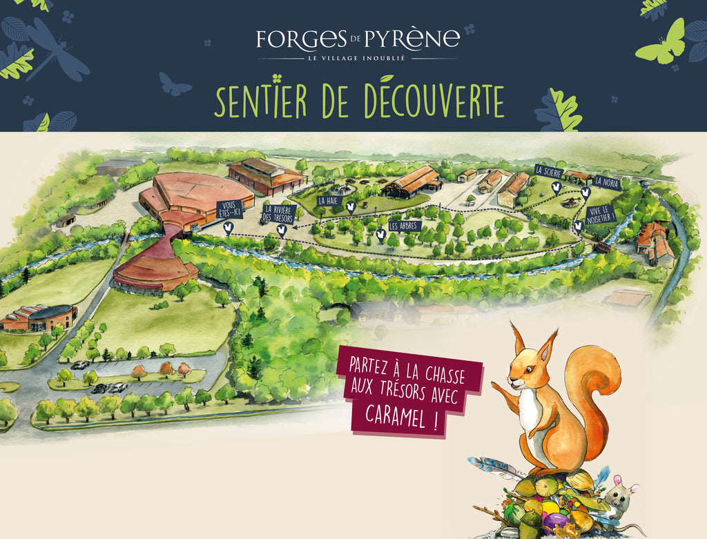 Plan cavalier, illustration, aquarelle, tourisme, touristique, mise en valeur du patrimoine, ingénierie touristique, parc, accueil, vue de drone