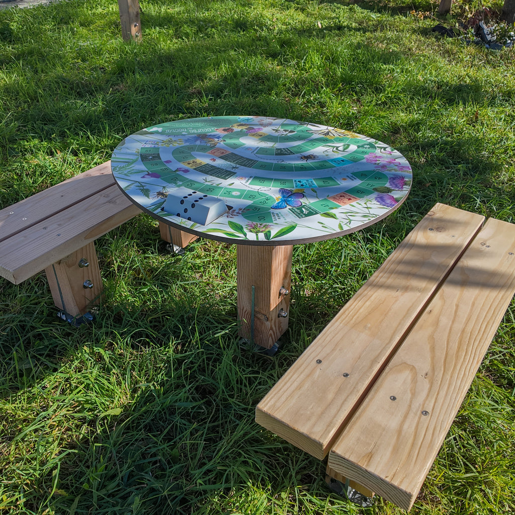 Jeu de l’oie sur les pollinisateurs, une activité ludique et éducative pour sensibiliser petits et grands à l’importance des abeilles, papillons et autres insectes dans la nature. Bois PEFC, Stratimage®, jeux, dé, insectes, pollinisateurs.