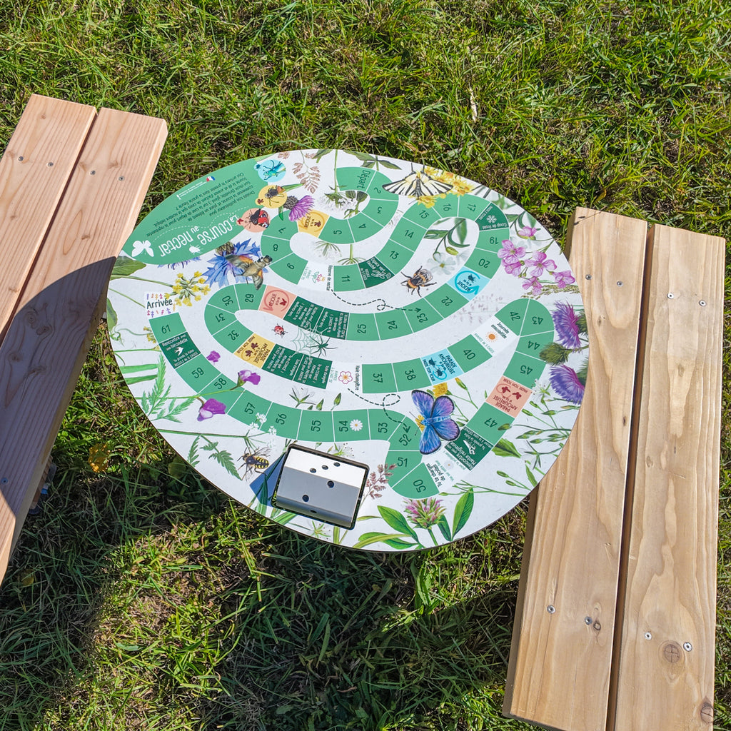Jeu de l’oie sur les pollinisateurs, une activité ludique et éducative pour sensibiliser petits et grands à l’importance des abeilles, papillons et autres insectes dans la nature. Bois PEFC, Stratimage®, jeux, dé, insectes, pollinisateurs.
