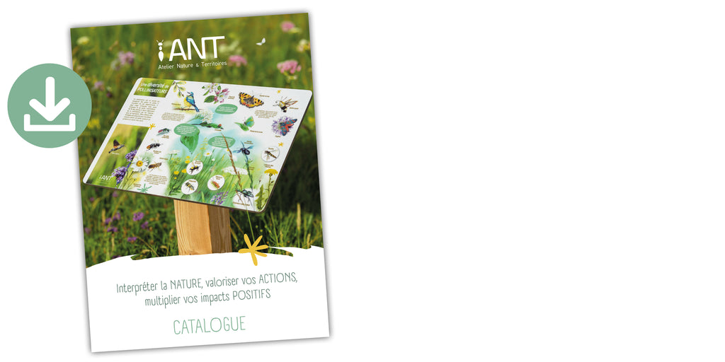 Catalogue Atelier Nature & Territoires de l'année 2024 à télécharger, en libre accès. Présente tous les produits et les nouveautés : signalétique et outils pédagogique