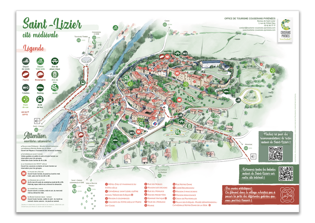 Plan cavalier, illustration, aquarelle, tourisme, touristique, mise en valeur du patrimoine, ingénierie touristique