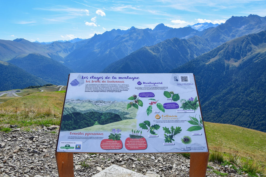 Panneau, table de lecture, signalétique, espèces, biodiversité, nature, montagne