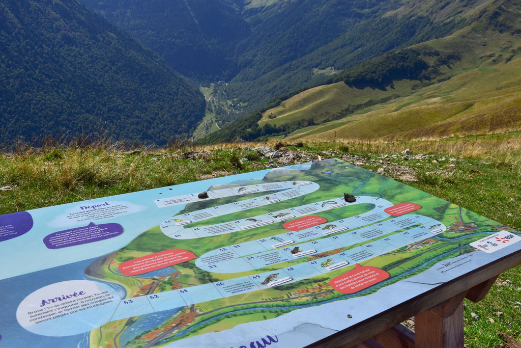 Table de repos pédagogique, signalétique, interprétation, sensibilisation, montagne