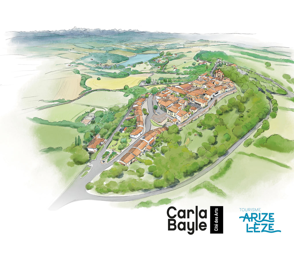 Plan cavalier, illustration, aquarelle, tourisme, touristique, mise en valeur du patrimoine, ingénierie touristique